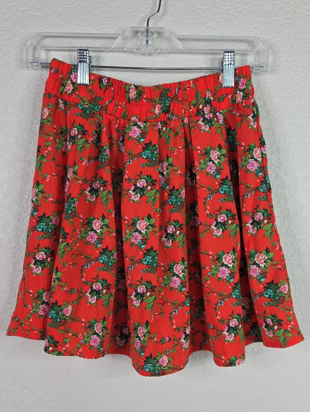 Red Floral A-Line Skirt